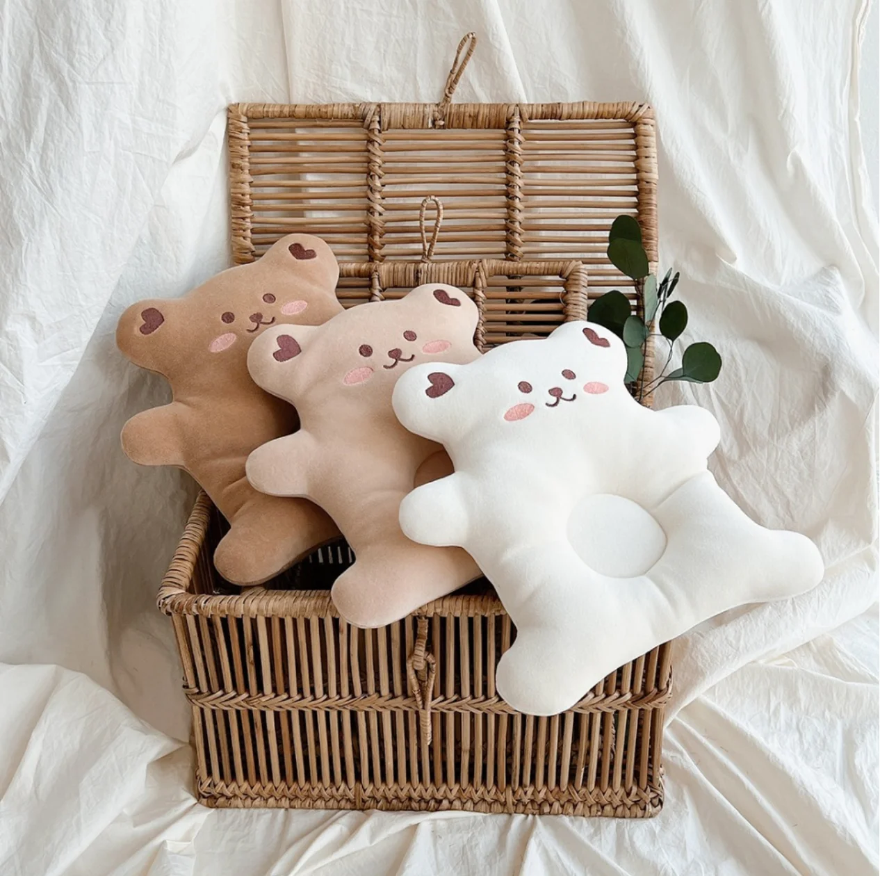 Newborn Baby Gift 0-3Y Bear Crib Pillow Soft Breathable Crystal Velvet Plush Woven Handmade Wool Polyester Baby Products for Kid