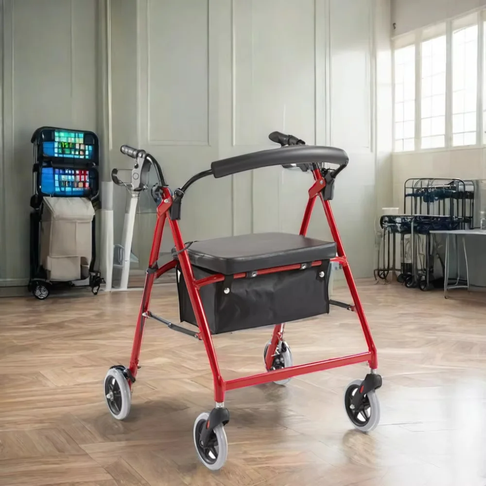 Wholesale Price Lightweight Folding Aluminium Rollator Walker Adult Patient Rollator Walkers
