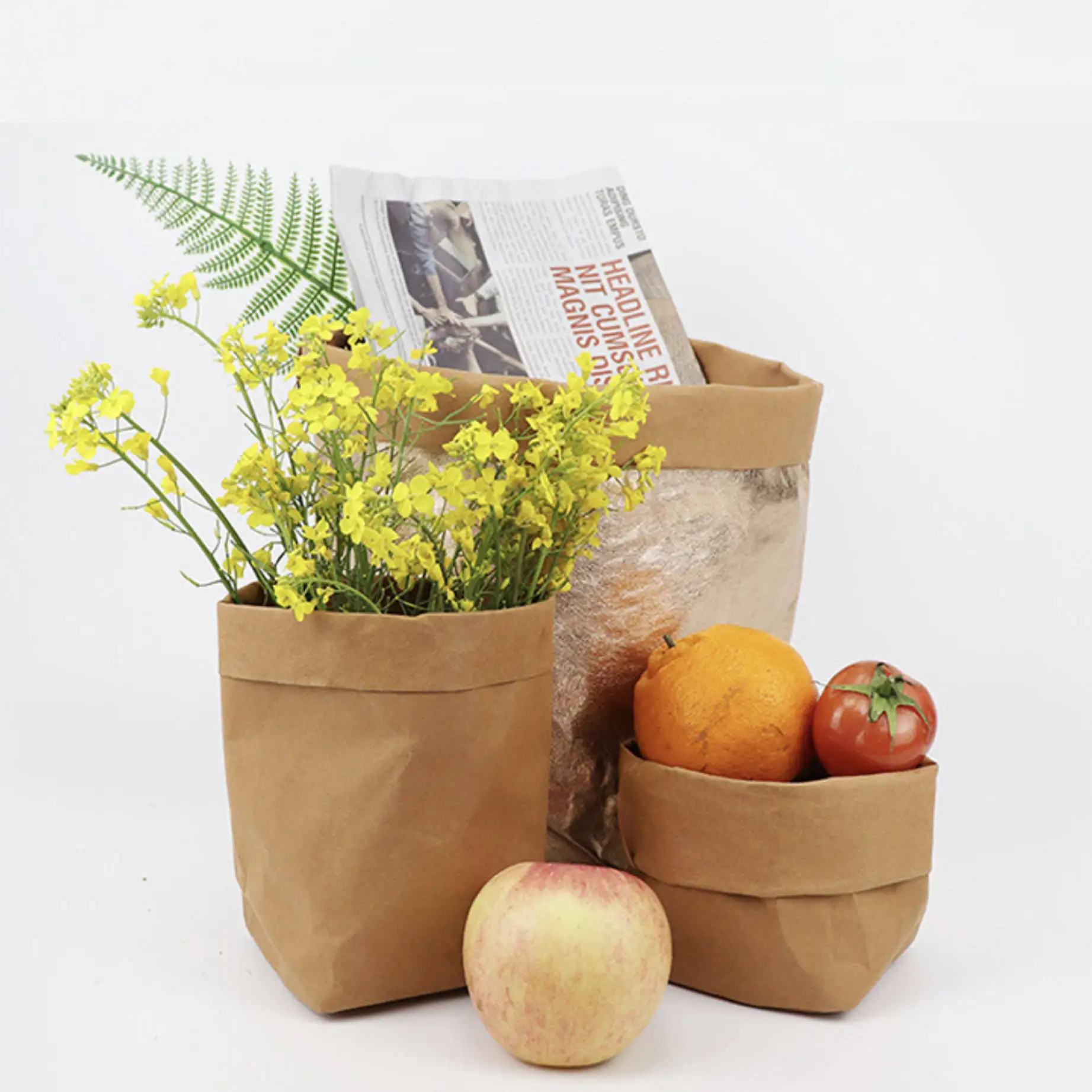 Wholesale China Indoor/Outdoor Kraft Washable Storage Fabric Paper Bag Kraft Paper Bag Washable