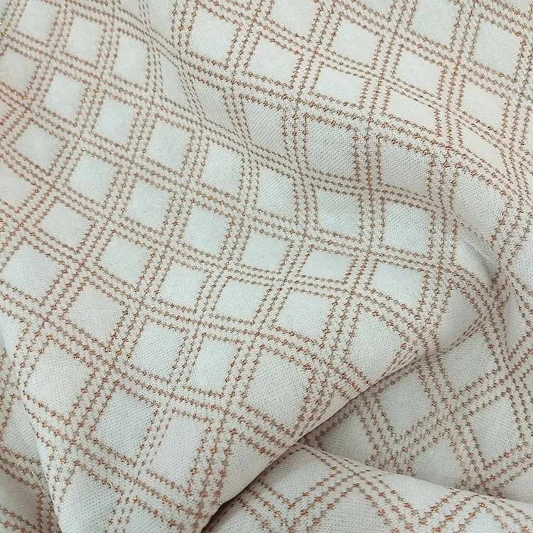 Трикотажная ткань в стиле жаккарда с медной нитью и металлическим наполнителем