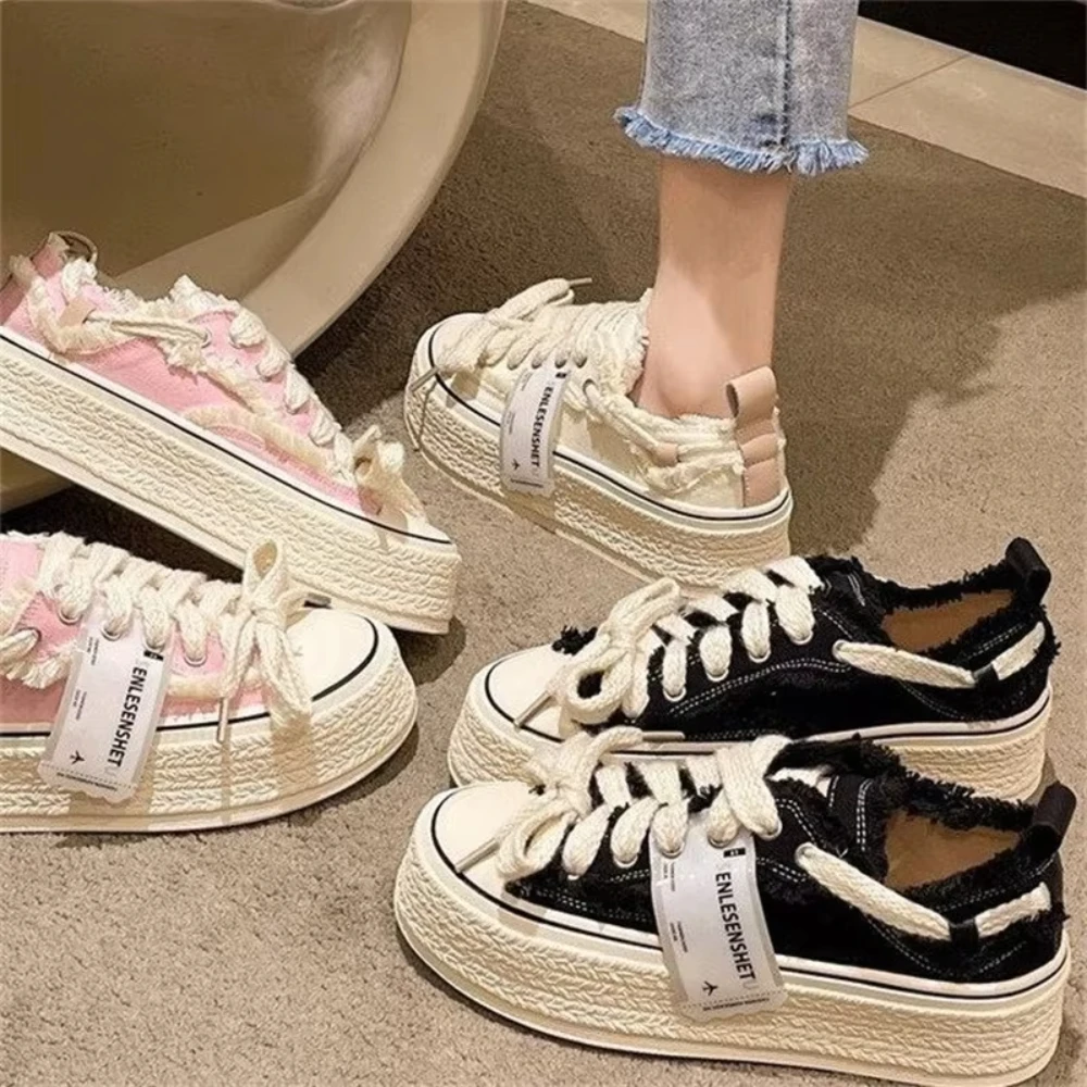 Factory Wholesale Canvas Trendy Shoes High Quality Shoes Women Casual Shoes For Women Vulcanized Platform Sneakers