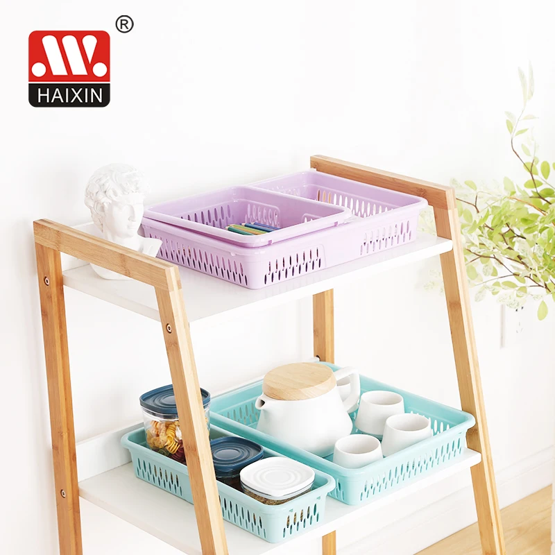 Haixin wholesale utility small file storage basket office desk organizer basket plastic storage basket
