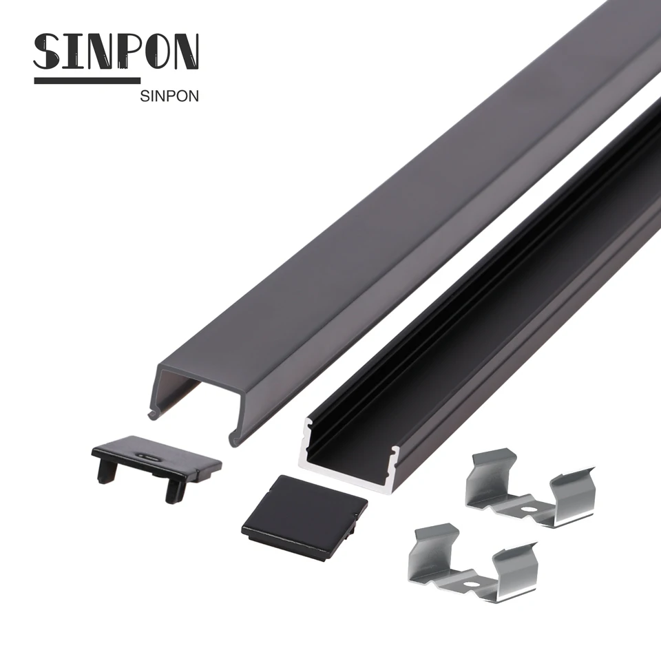 
China Professional Customized Black Anodized Linear Channel Led Alu Aluminum Extrusion Housing Profiles For Strip Light 