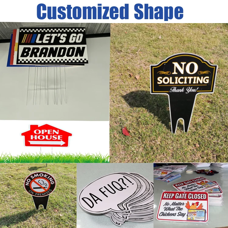 Custom Election Lawn Sign Double Sided Printing Plastic 18x24 Corrugated Blank Yard Sign with h-stakes