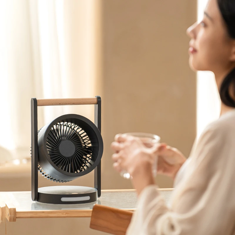Mini Desktop Standing Fan Portable Household Usb Rechargeable Handle Design Fan Electric Adjustable Lownoise Long Standby Fan