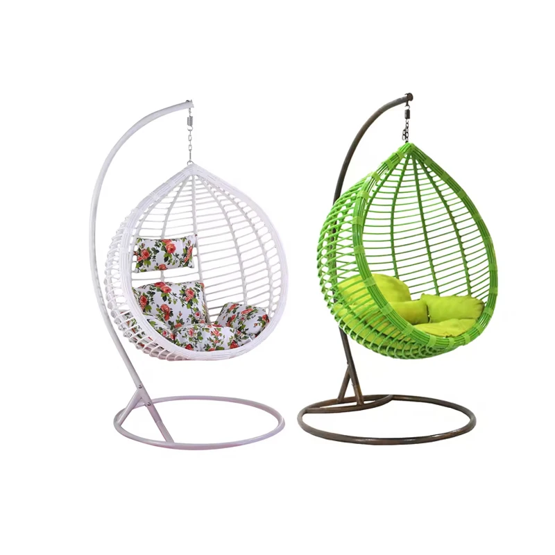 Hot Sales Custom Fashion Pe Rattan Outdoor European Living Room Garden Bedroom Hotels Hanging Rattan Patio Swing With Stand
