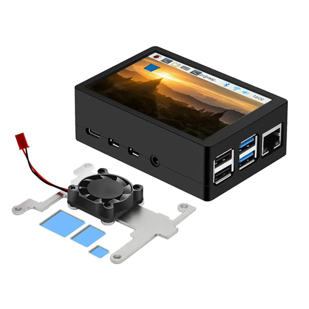 3,5 дюймовый сенсорный экран Raspberry Pi с охлаждающим вентилятором и корпусом, ЖК-дисплей Raspberry Pi поддерживает 4B/3B +