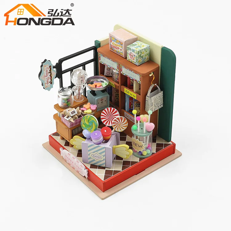 Hongda новый дизайн S2305 счастливый сахар ручной работы 3D кукольный домик деревянный Миниатюрный Кукольный сделай сам