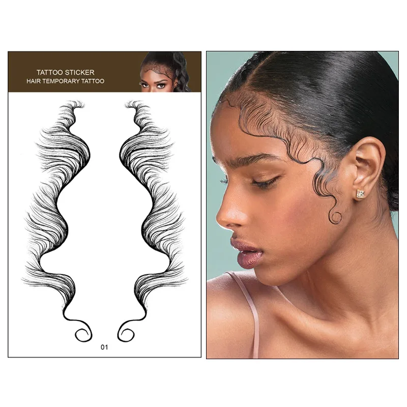 Custom Body Smooth Edge False Baby Hair small women girls hairline edges 3D baby hair tattoo sticker