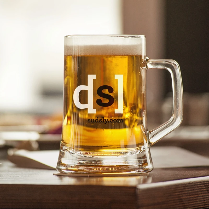 Custom Logo Print  12 oz Crystal Lead-Free Beer Mug With Handle
