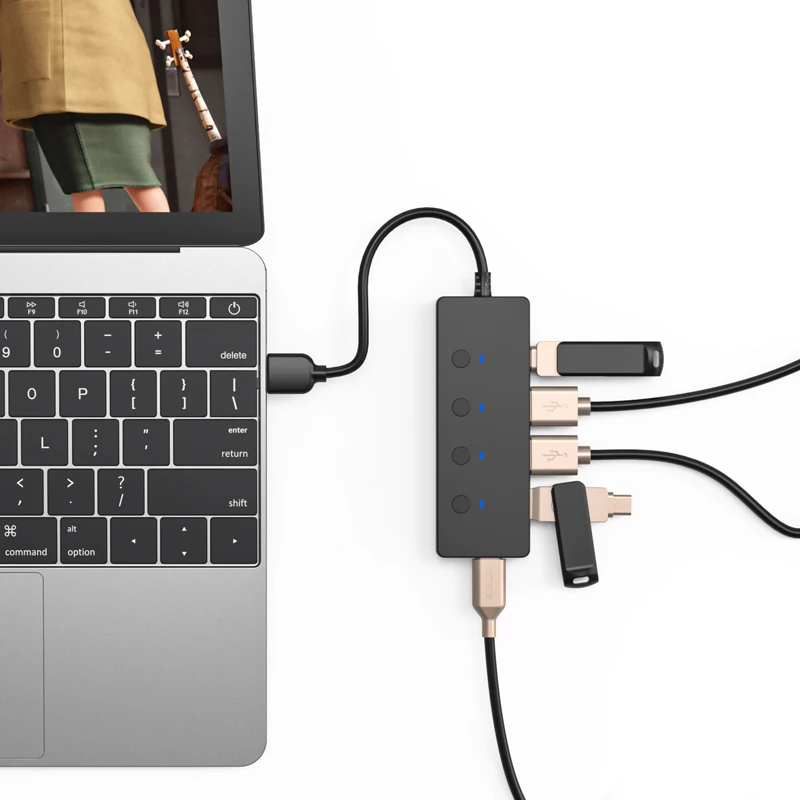 Separate control switch type c usb hub 4 port usb 3.1 hub natural package 10 Gpbs transmission speed usb docking station