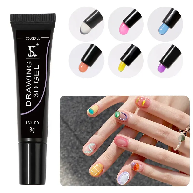 HS Nail Art Design Korea Style DIY Modeling Nail Gel 10 Colors 3D 5D Candy Gel Polish