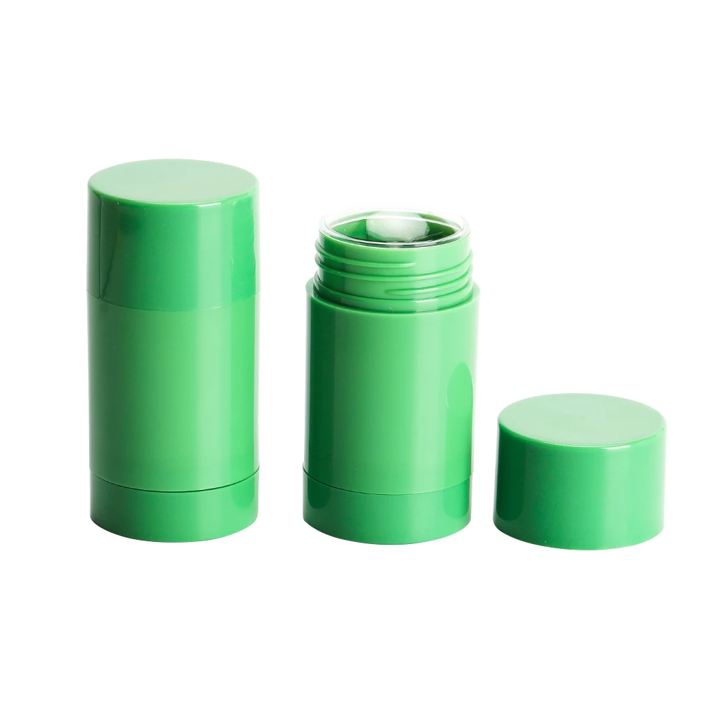 2020 hot sale new design green tea cream stick plastic screw up empty cosmetics bottle for packing skincare face clean mud