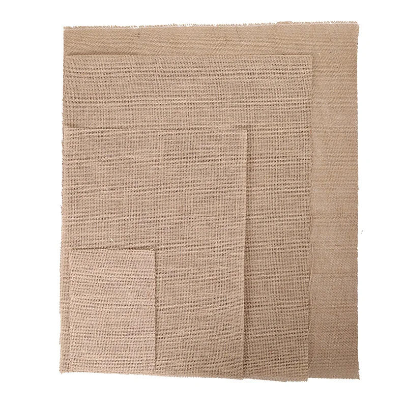 Customized Size Jute Burlap Sheet DIY Rustic Round Square Hessian Placemats 100% Jute Fabric Natural Treated Burlap Sheet