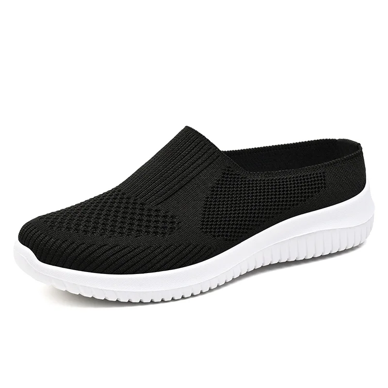 XRH Wholesale Mesh Knit Slippers Custom Logo Pink Walking Style Flats Shoes Purple Slip On Casual Shoes For Mother Women