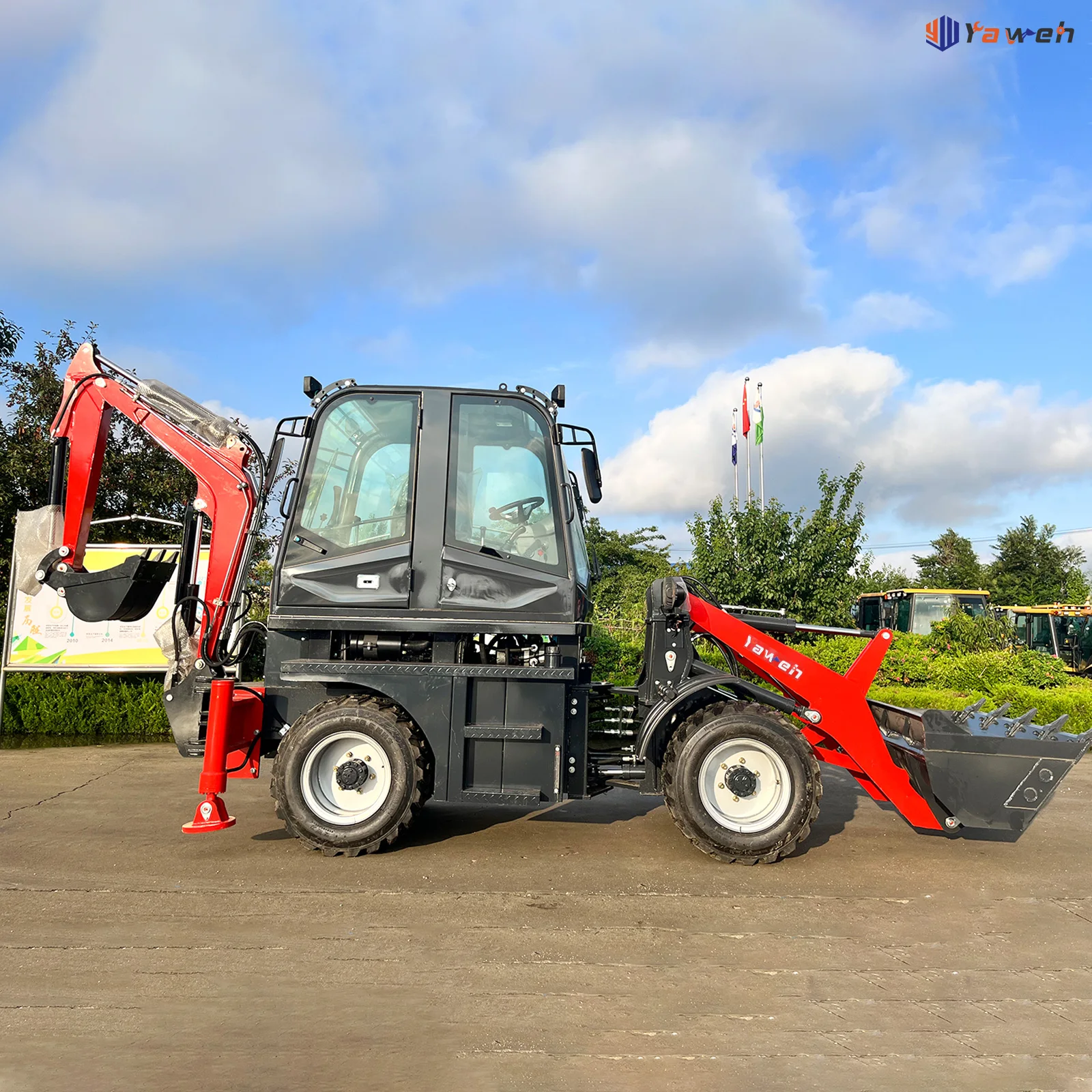 Новый небольшой экскаватор-погрузчик Yaweh 3.5ton 4WD сочлененный экскаватор-экскаватор с колесным погрузчиком мини-погрузчики