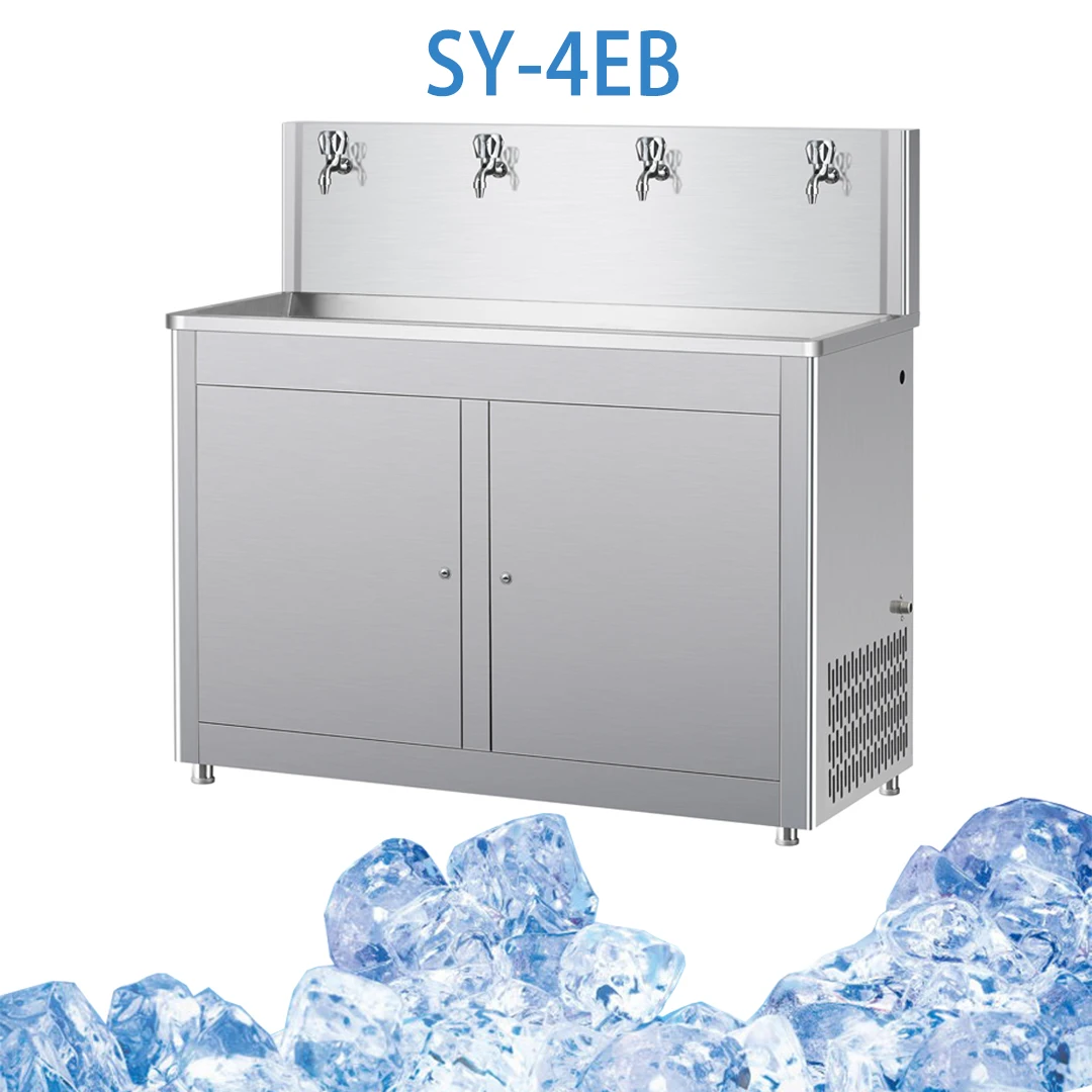 Stainless steel refrigeration compressor Commercial 4 Taps Cooling Heating Water Purifier Dispensers with water filter system