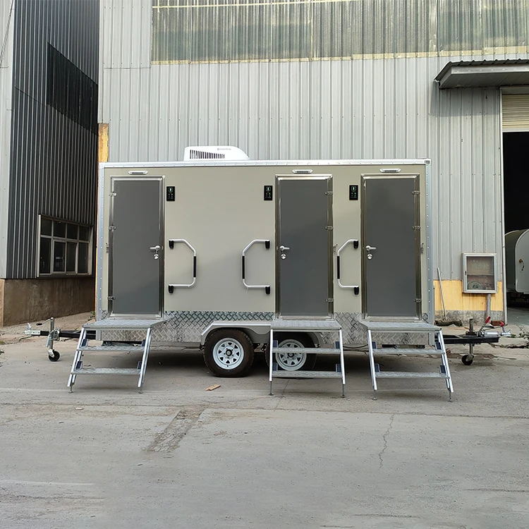 YITUO 3 stalls mobile toilets cabin movable container fiberglass high quality manufacturer camping restroom trailer