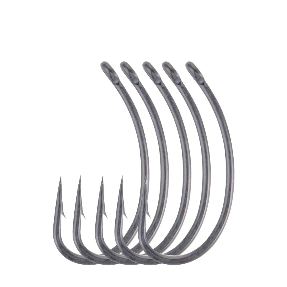W.P.E Brand Coating Fishing Hook Matte Grey Carp Barbed Curve Shank Gripper Barbed Fishhooks