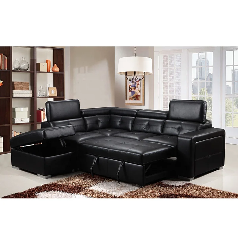 New product multi functional leather adjustable living room sofa L shaped high-end corner sofa bed
