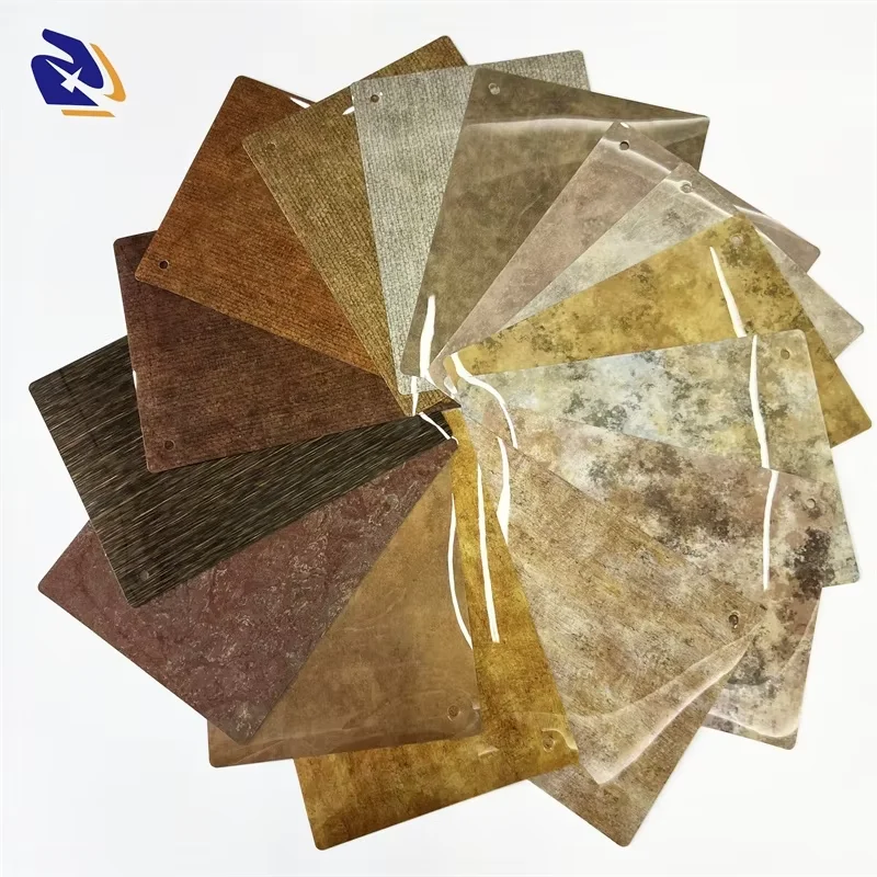Metallic Wood Grain Design PETG Decorative Film  for Wall High Glossy PET Decor Sheet 4H Hardness for Cabinet Wardrabe