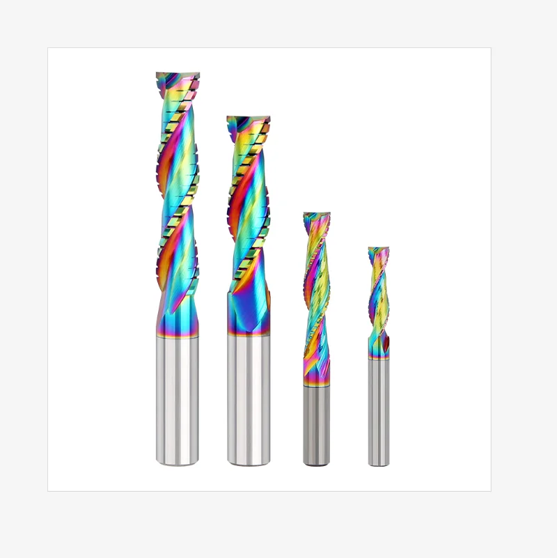 Huhao  Excellent Chip Evacuation 3.175mm 12.7mm Coating Efficiency Aluminum Two flute End Mills For Deep Groove 407311401