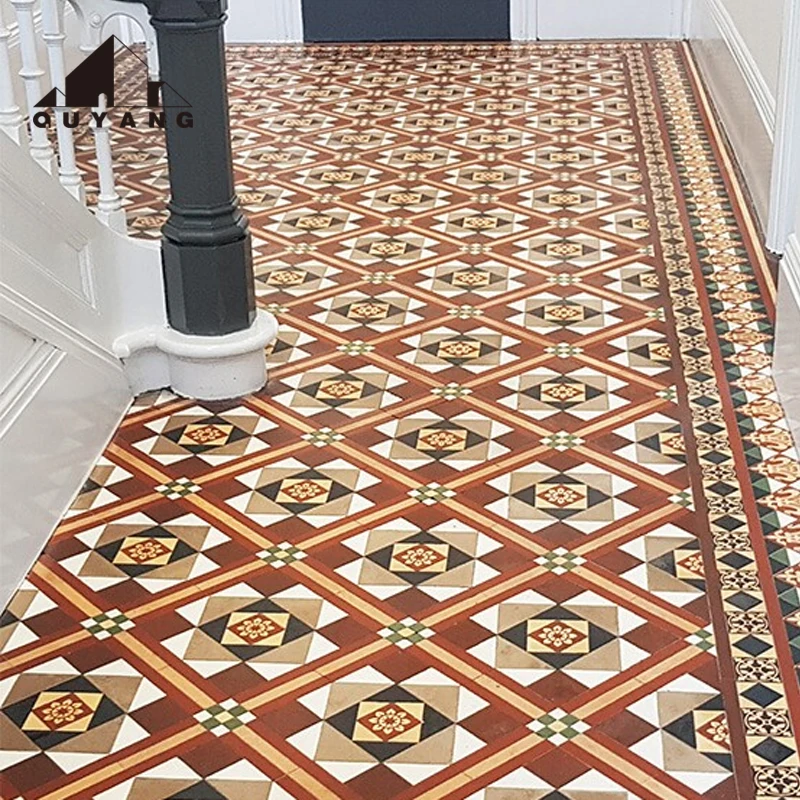 QUYANG Church Lobby Project Design Natural Stone Waterjet Tiles Marble Inlay Medallion Floor