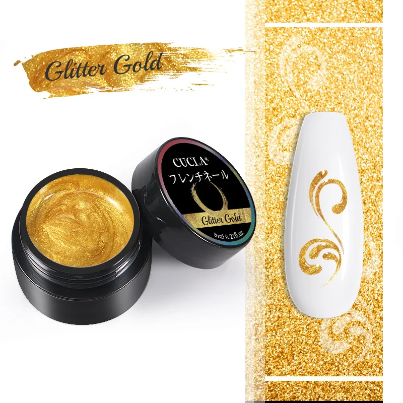 Wholesales painting color soak off led uv gel nail polish liner gel drawing golden color nail art painting gel