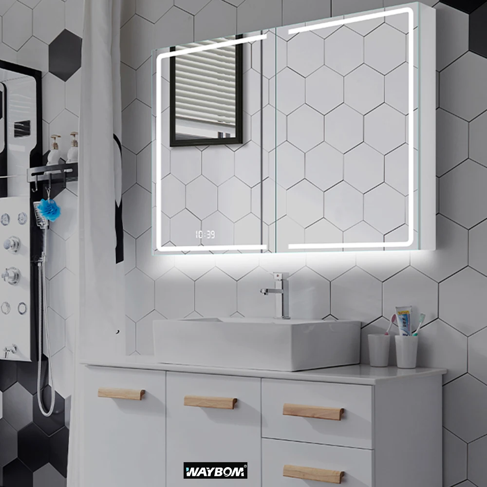 
3 Doors Design Makeup Bathroom LED Bathroom Mirror Medicine Cabinet 