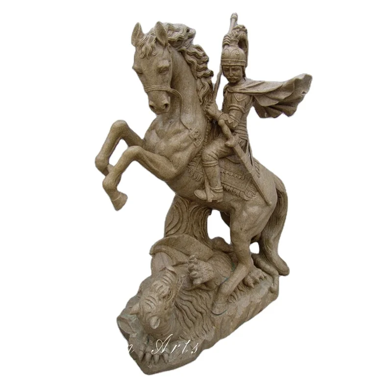 White Marble Stone Horse Soldier Statue For Sale