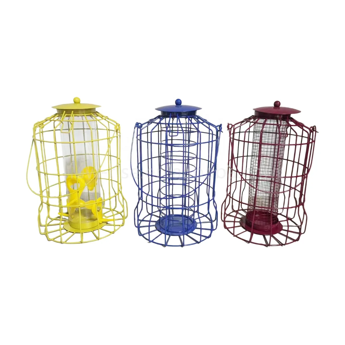 3Pcs Heavy Duty Hanging Birds Feeder Squirrel-proof Caged Dome Suet Tube Nut Seed & Fat Ball Feeders