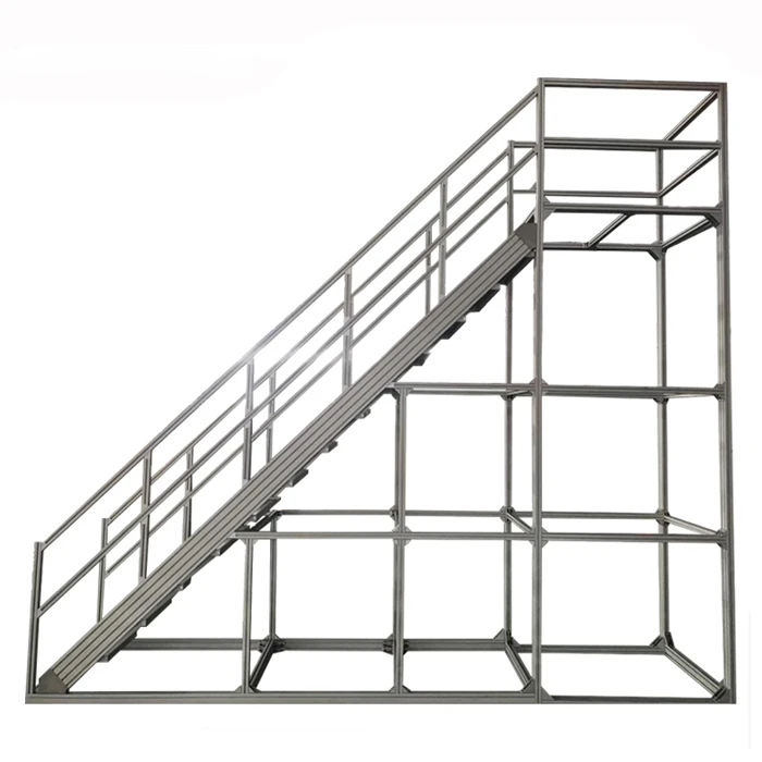 Aluminum Warehouse Ladder Platform Rolling Warehouse Platform Ladder Wheel Warehouse Ladder