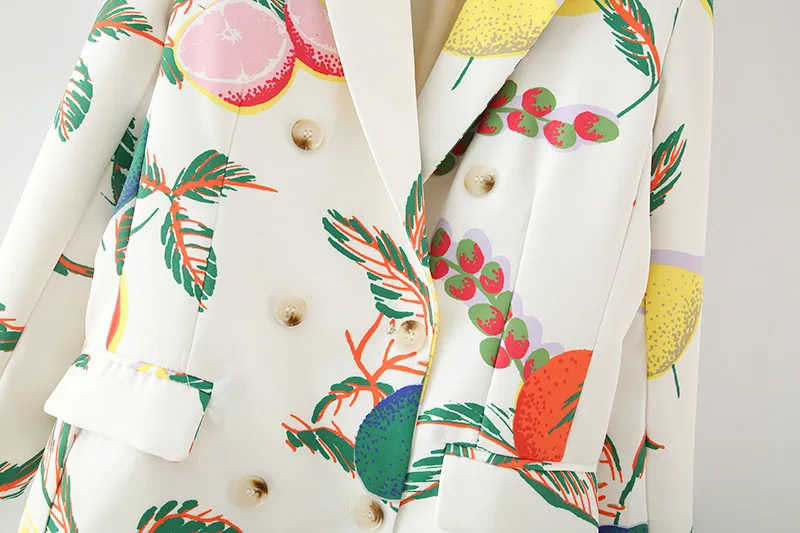 Fashion New Trendy Vintage Unique Blazers Ladies Women Colorful Full Printing Long Sleeve V-Neck Suit Fall 2021