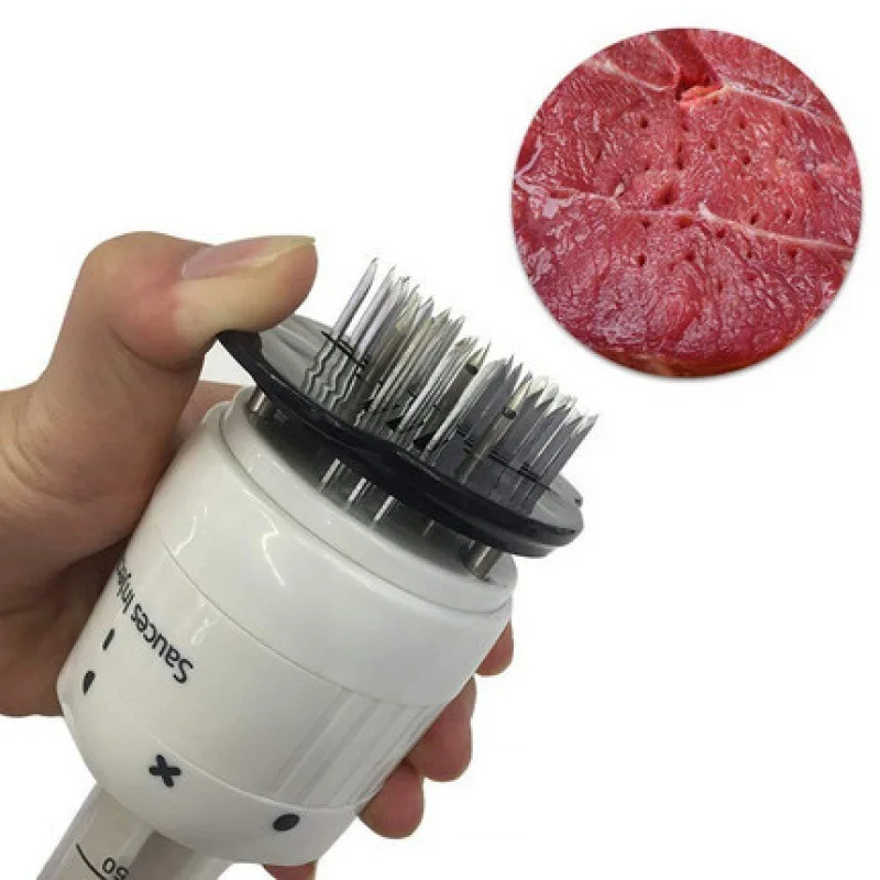 304 Stainless Steel Kitchen Tool 2 in 1 Meat Tenderizer Needle 3 Pinholes Meat Tenderizer Injector