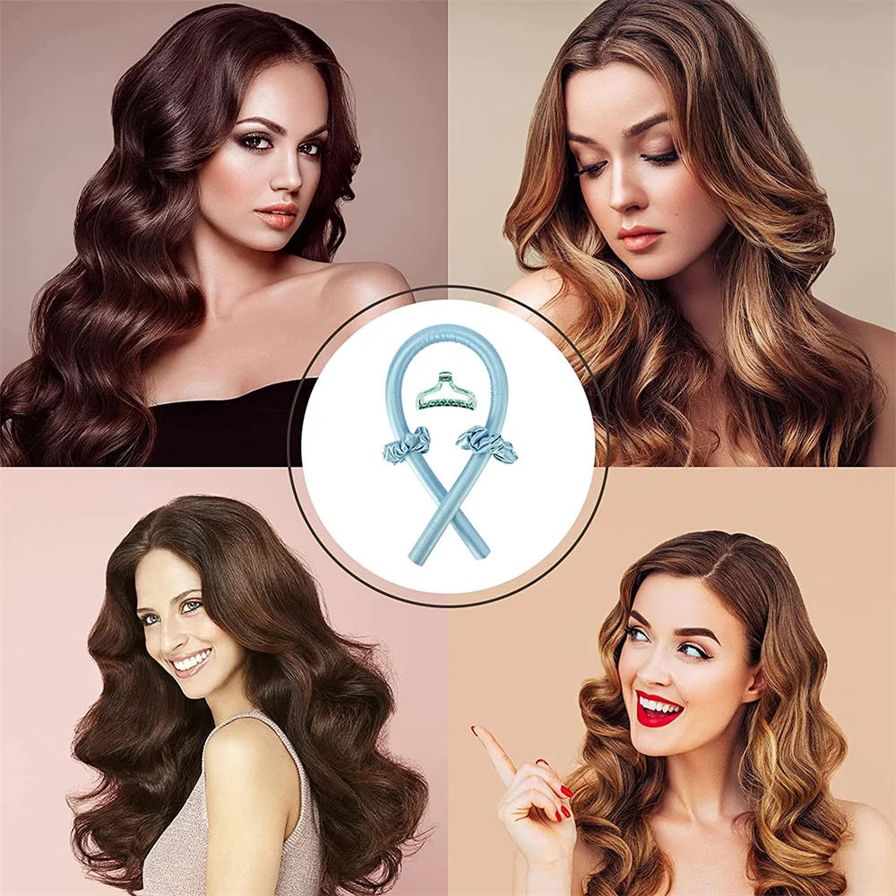 Amovol Silk Hair Headband Flexible Rollers Heatless Hair Curlers Curling Ribbon