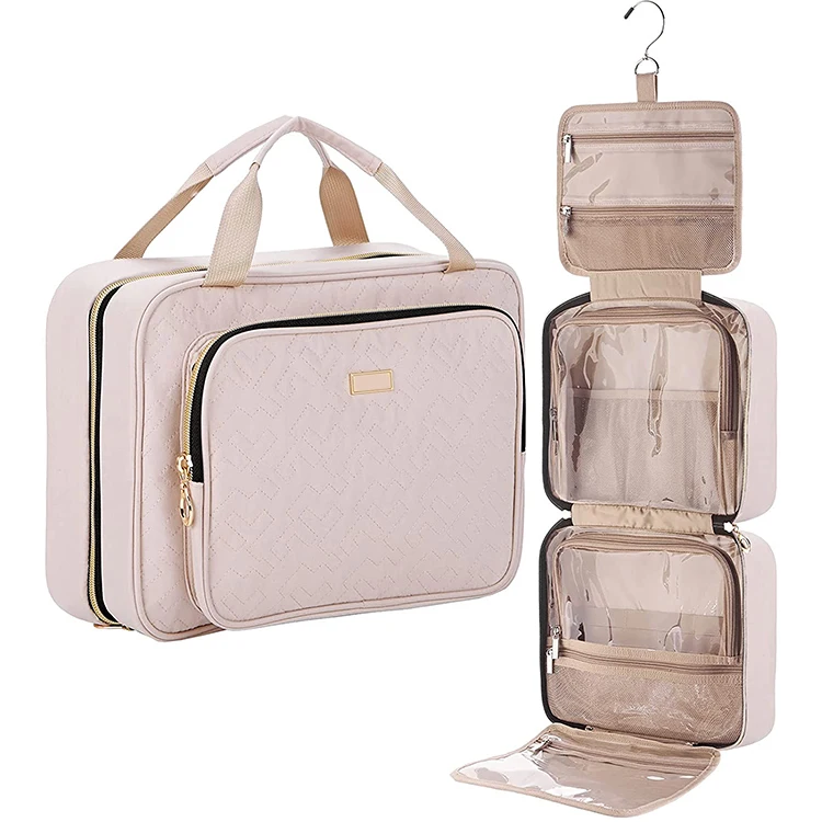 
Travel Toiletry Bag with Hanging Hook Waterproof Wholesale Ecofriendly Pink Makeup Organizer Foldable Toiletry Cosmetic Bags 