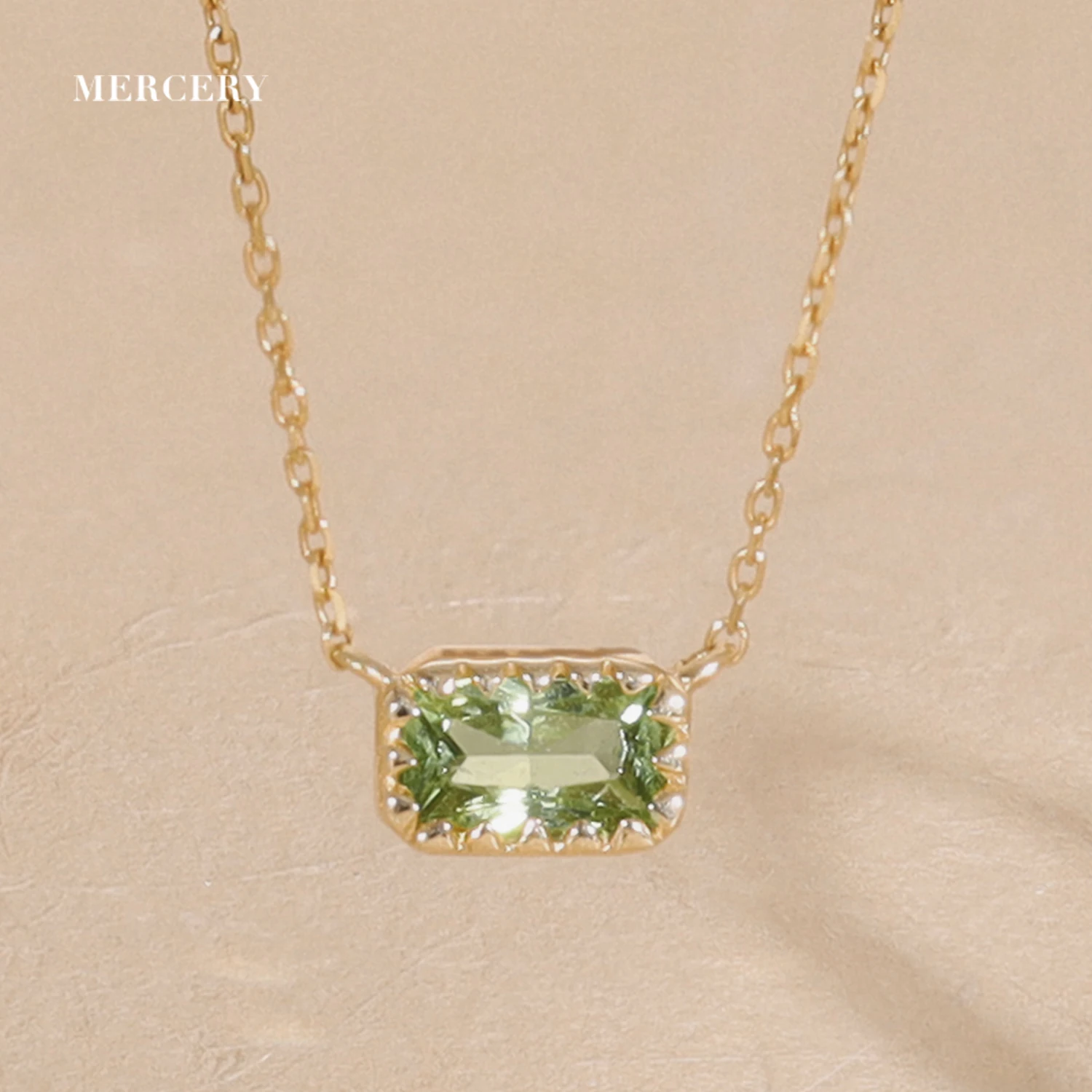 Mercery Fashion Jewelry Necklaces 2022 Trend Jewelry Solid Gold 14K Necklace Olivine Pendant For Womens Necklace Fine Jewelry