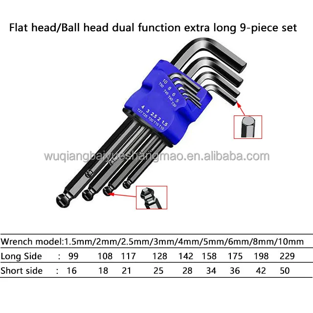 multi function CRV hex ball head L-Type square pin key kit hexagon allen wrench set