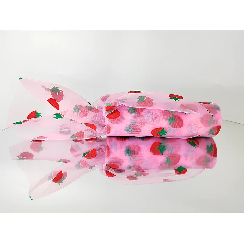 Colorful Rainbow Digital Print Mesh Net Fabric Polyester Soft organza Tulle Fabric Roll