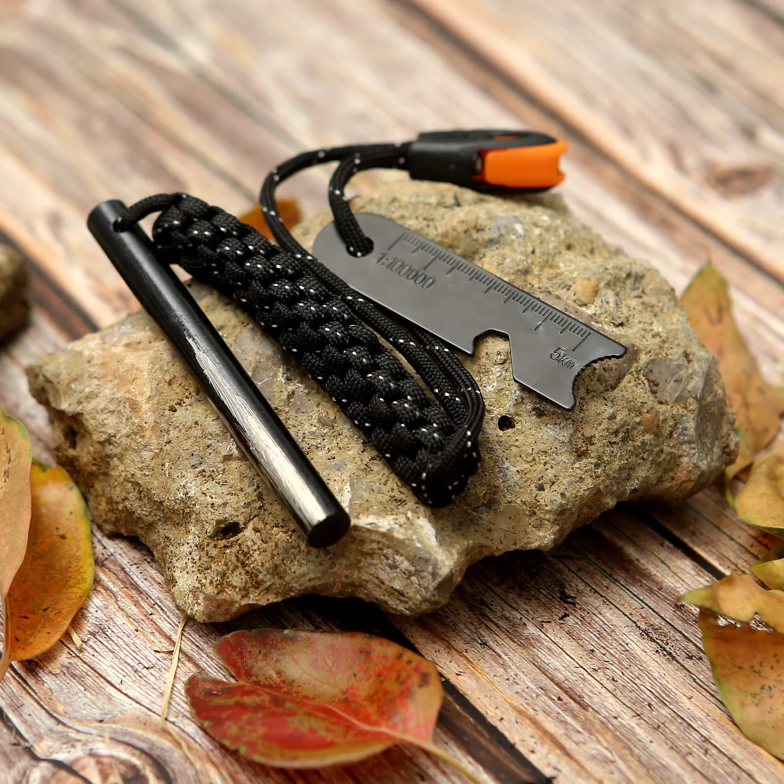 Fire Starter Tinder Tube Fire Bellows with lanyard Handle Striker and Whistle for Camping Barbecue