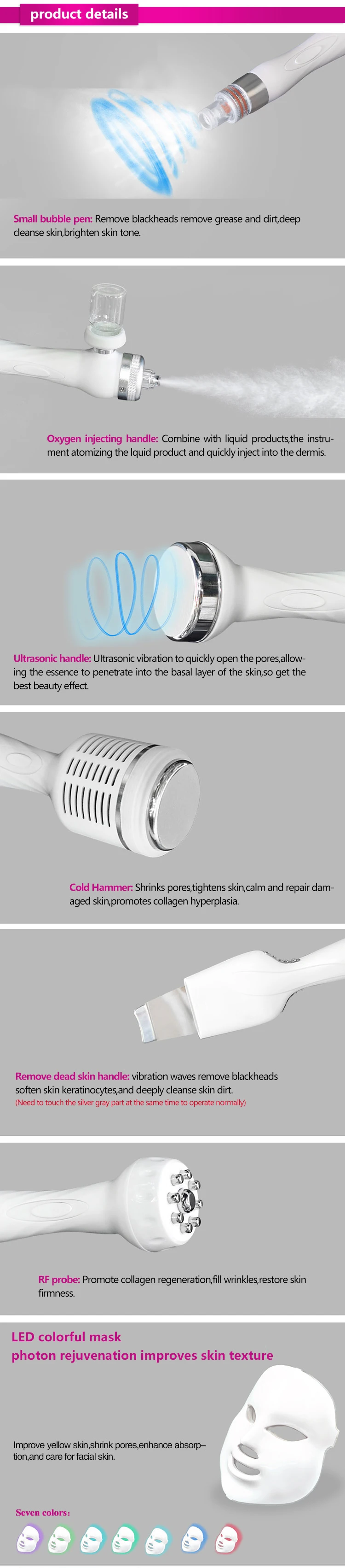 Peel Injector Facial Cold Water Oxygen Machine Dermabrasion Facial 3in1 Anti Aging 4 Color Facial Skin Care Pdt Photon Red