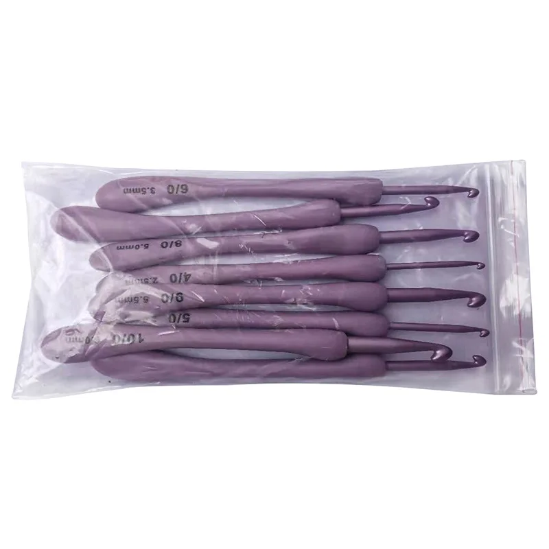New ABS Purple Plastic Handle Alumina Crochet Set Combination Knitting Tools Including Sweater Needles 20V Voltage Pack 8 Bags