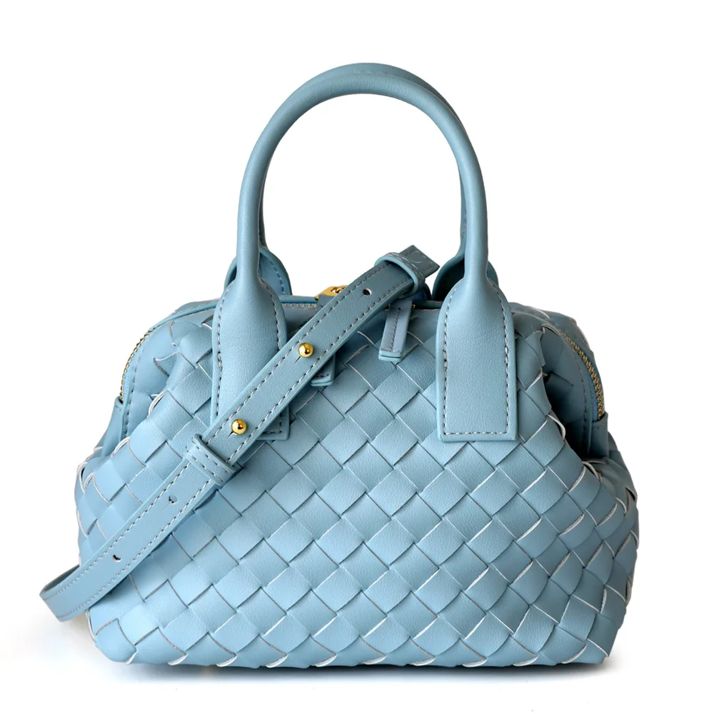 2024 New cowhide hand-woven handbag for women Casual fashion soft genuine leather ladies shoulder bag crossbody bag