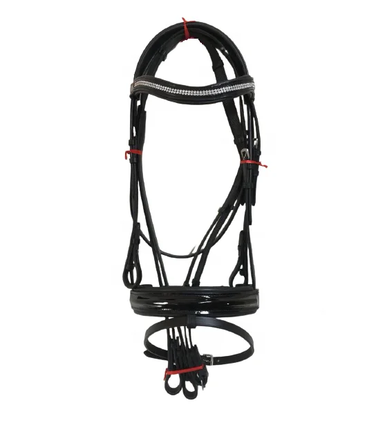 Кожаная уздечка со стразами и стразами