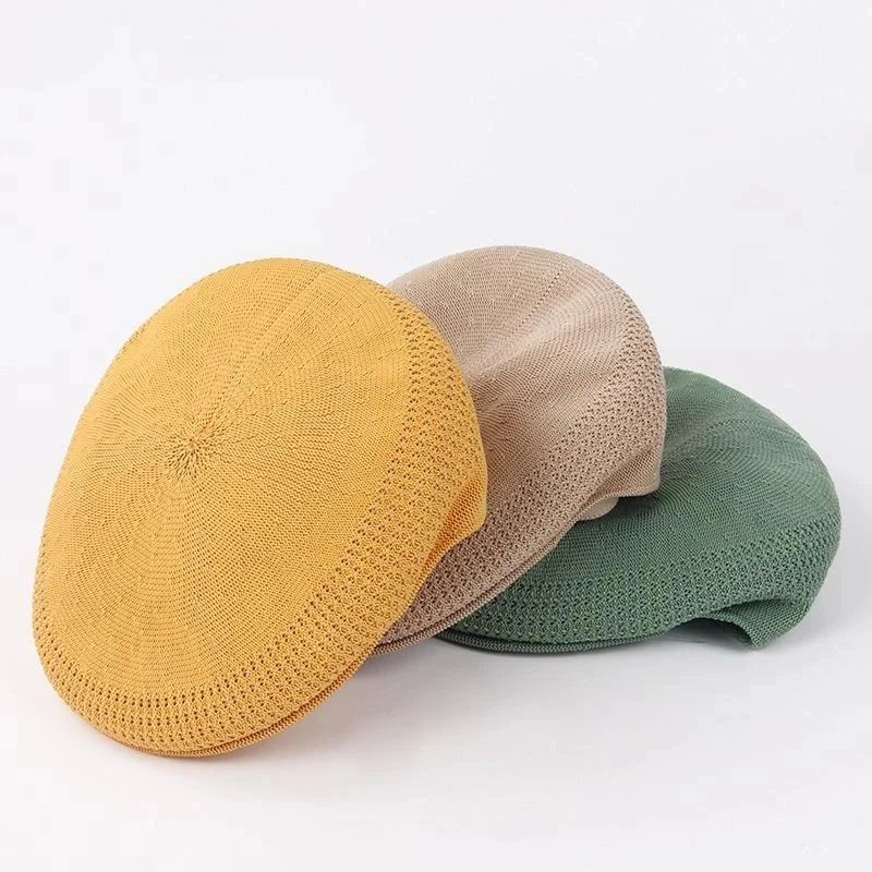 Fashion Retro Summer Thin Classic Painter Hat Trend Mesh Breathable Beret Caps for Women Girls