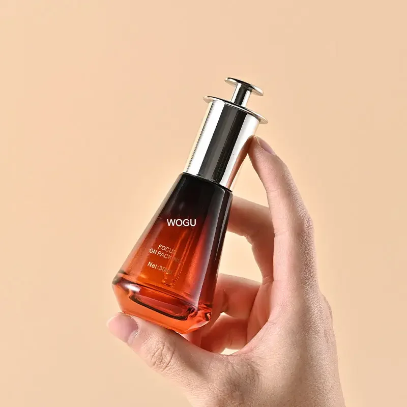 eye serum cosmetic packaging glass bottle with dropper luxury cone shape custom color essential perfume oil  dropper bottle