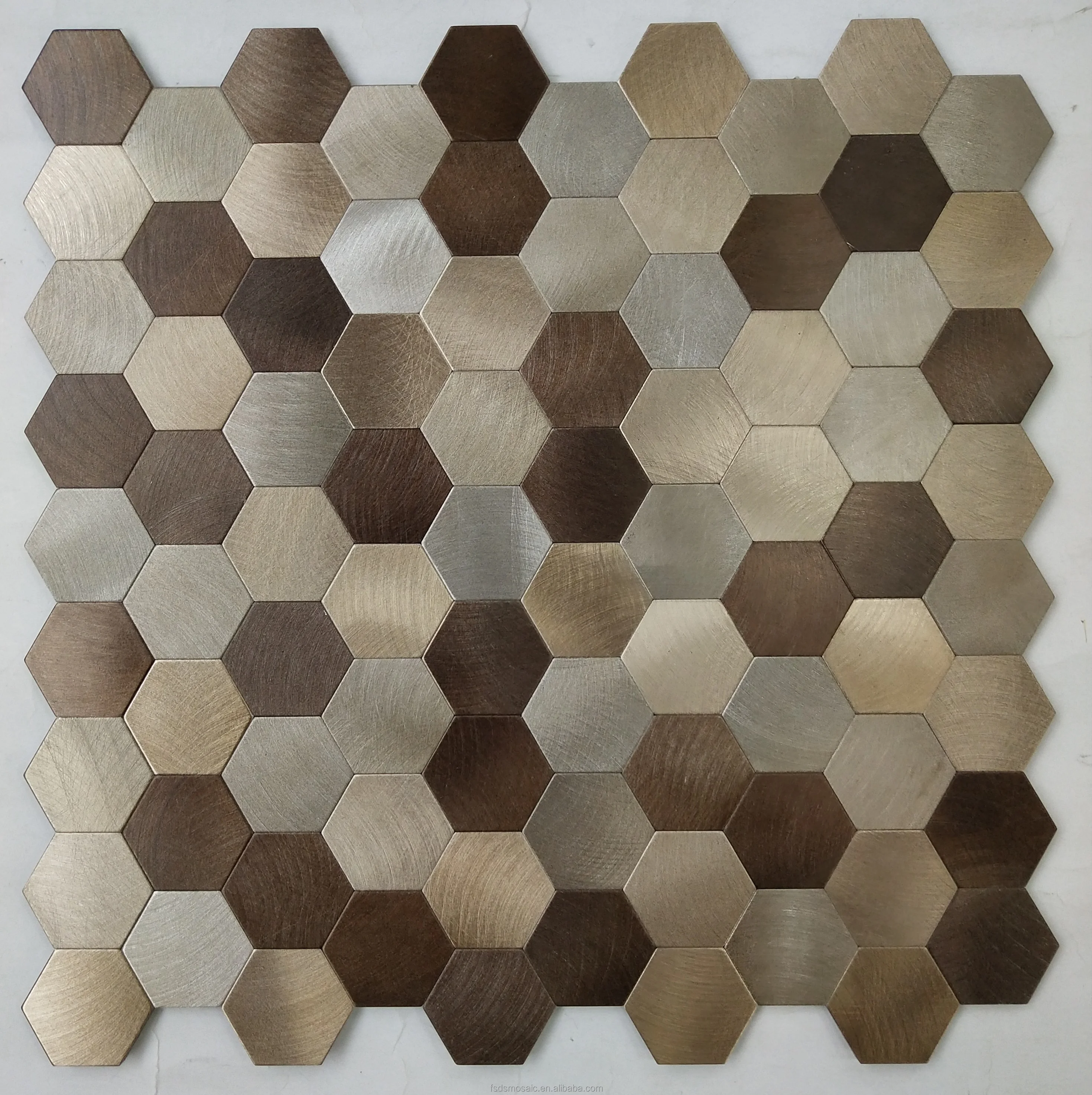 Cheap Price Peel and Stick Metal Mix Glass Mosaic Hexagon Tile for Kitchen