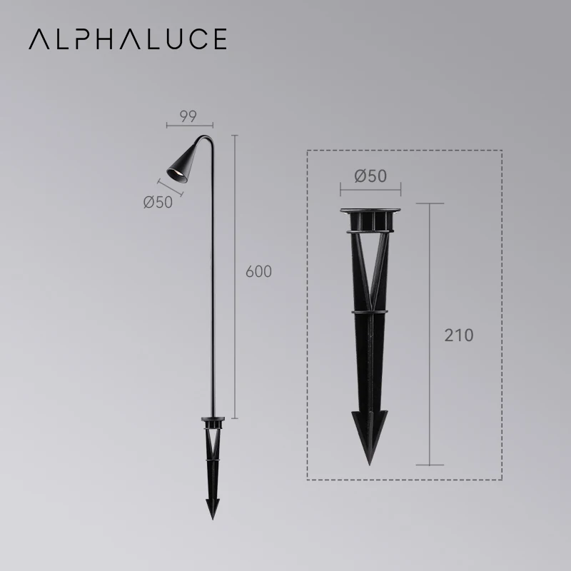 Alphalighting 3W Dc24V Decorative Lawn Lamp Industrial Landscape Pathway Step Spotlight Outdoor Garden Bollard Light