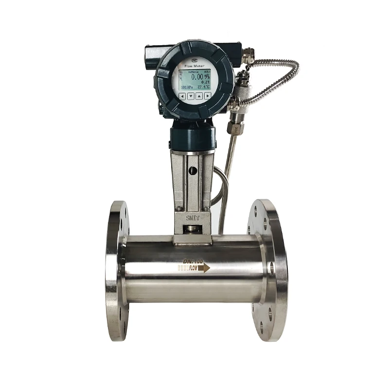 Flange integrated vortex flow meter used for measuring steam and gases