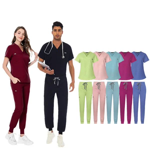 High End Medical Surgical Hospital Doctor Scrubs Suit Pet Clinic Nurse Workwear Uniform Set Scrubs Top Scrubs Trousers